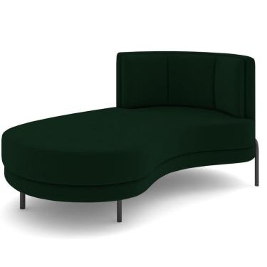Imagem de Chaise Longue Divã 164cm Braço Direito Logus D06 Veludo Verde - Mpozenato