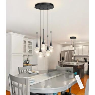 Imagem de Cenzoz Luzes Pendentes Modernas para Ilha da Cozinha Lustre LED Regulável Cristal Glam Iluminação Pendente de Teto para Sala de Jantar Corredor Quarto Lâmpada Preta