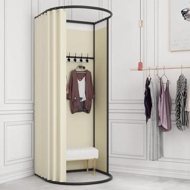 Imagem de Sala De Montagem, Loja De Roupas Provador Portátil Móvel Camarim Partição De Tela De Privacidade Para Shoppings Economize Espaço, Cream Color