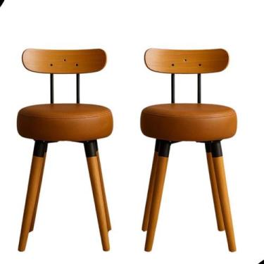 Imagem de Banqueta Baixa 2UN Encosto Ergonomico P Cozinhas Pé Palito Bancos Ilha