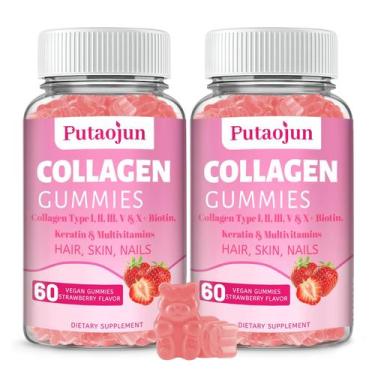 Imagem de Gomas de colágeno Putaojun Hair Skin Nails com biotina 120 ct