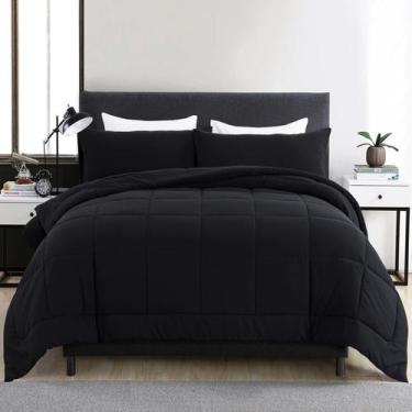 Imagem de Conjunto de edredom DOWNCOOL King Size com 2 fronhas pretas