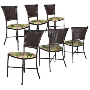 Imagem de 6 Cadeiras Gramado Tabaco Jardim Em Fibra Tramada Fechada - PANERO MÓV