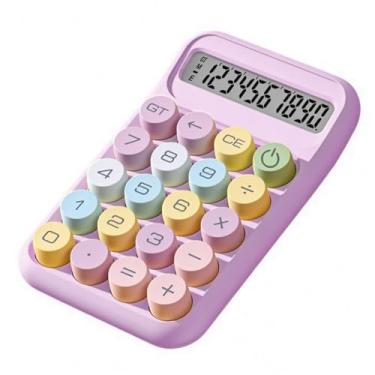 Imagem de Calculadora de interruptor mecânico com visor LCD grande de 10 dígitos, calculadora básica com almofada antiderrapante de botão grande, cálculo preciso para mesa de escritório, casa, escola - roxo