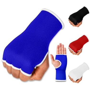 Imagem de DXM SPORTS Luvas internas de boxe – envoltórios de mão elásticos rápidos, proteção de punho para MMA, Muay Thai, Kickboxing, treinamento de artes marciais (azul, G/GG)