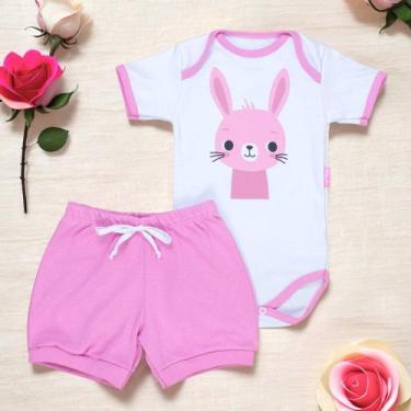 Imagem de Conjunto Bebê Verão Rosa Coelhinha Fofo E Confortável - Era Uma Vez, R