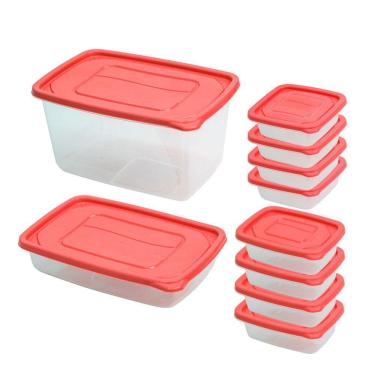 Imagem de Conjunto De Potes São Bernardo Multiclick Em Plástico Retangular Com 10 Peças