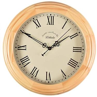 Imagem de EHVYBDX Relógio de parede, relógio de parede, grande madeira maciça, relógio decorativo vintage silencioso com grandes números romanos para cozinha, quarto, sala de estar - 14 POLEGADAS, uma decoração