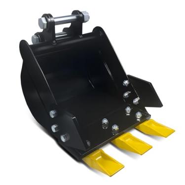 Imagem de NULTRUMA Balde de vala estreita de 300 mm com dentes de metal, acessório de balde de escavadeira para escavadeiras compactas de 1 a 2 toneladas, escavadeiras e retroescavadeiras, orifício de pino de