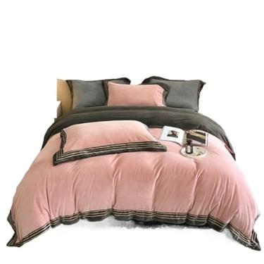 Imagem de AKALNNB Conjunto de capa de edredom dupla face engrossada jogo de cama de flanela conjunto de quatro peças conjunto de lençóis de cama de inverno conjunto de cama