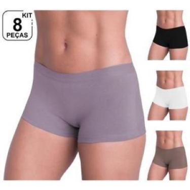 Imagem de Kit 8 Calcinha Boxer Cueca Short Shortinho Calecon Feminina Invisível 