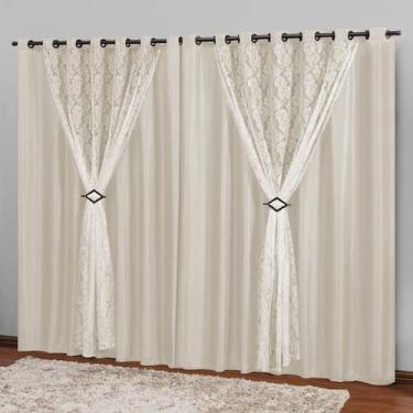 Imagem de Cortina Grande Sala e Quarto 3,00X2,50 Bege Palha Marrocos - Casa Impé