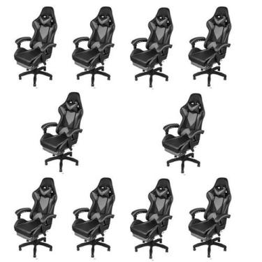 Imagem de Kit 10 Cadeiras Gamer com Rodízios Pu Hawker 3315 - Espresso Móveis