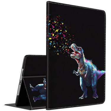 Imagem de Capa para Samsung Galaxy Tab A7 10.4 2020, fina, dobrável, com hibernar/despertar automático para tablet Samsung Galaxy Tab A7 de 10,4 polegadas [SM-T500/T505/T507], preto dinossauro