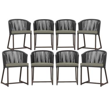 Imagem de 8 Cadeiras De Jantar área Noronha Marrom E8 Trama Original Preto