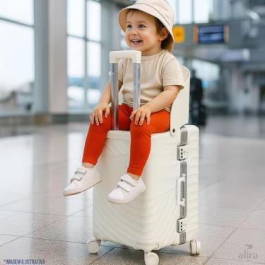 Imagem de Mala Viagem Média Assento Infantil ABS Giro 360 de 11 a 23kg - Branco 