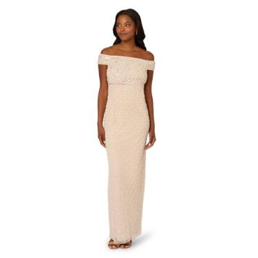 Imagem de Adrianna Papell Vestido coluna, pérola, miçanga, Marfim/Nude, 40