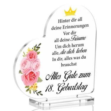 Imagem de Sinal de mesa presente para mulheres aniversário de 18 anos, placa de coração de acrílico, presentes de lembrança de aniversário para filha de 18 anos, irmã
