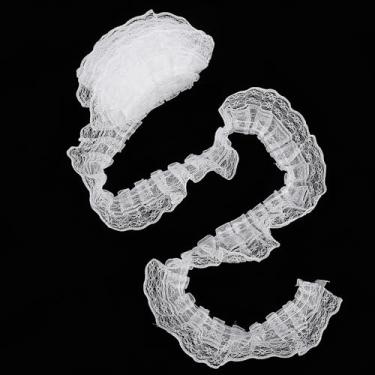 Imagem de Fita de renda branca, acabamento em renda branca com babados de camada dupla, rendas de chiffon plissadas, acabamento elástico, sem rugas para costura DIY, roupas, decoração de fronha, 4,6 cm x 5,5 m