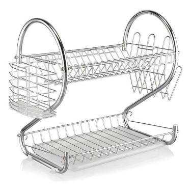 Imagem de 2X Escorredor Louças Cromado Porta Pratos Talheres E Copos C