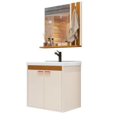 Imagem de Armário Organizador Gabinete De Banheiro 2 Portas Com Espelheira Prate