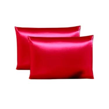 Imagem de Fronha de Cetim Anti Frizz 70x50 – Kit com 2 4 ou 6 Peças Fronhas para Cabelo Cacheado e Pele Macia (Vermelho,04 fronhas (02 pares))