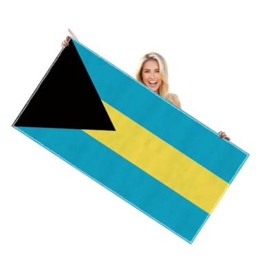 Imagem de RaymNord Toalha de praia grande com bandeira das Bahamas, secagem rápida, sem areia, toalha de piscina de microfibra das Bahamas de 70 × 140 cm, secagem rápida, resfriamento absorvente macio, secagem