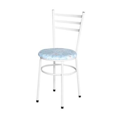 Imagem de Cadeira Epoxi Branca Para Cozinha Assento Estampado - Laumar, Floral G