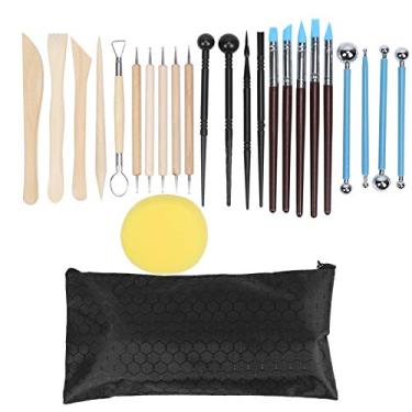 Imagem de Ferramentas de cerâmica Kit profissional de escultura em argila 25 peças de escultura em cerâmica, corte, suavização, conjunto de limpeza para artistas, artesãos, inclui