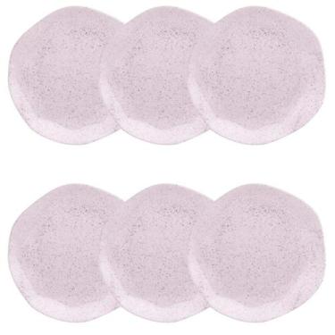Imagem de Kit Jogo 6 Pratos Sobremesa Oxford Porcelana Ryo Pink Sand 21,5 cm