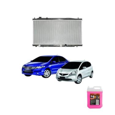 Imagem de Kit Radiador Honda City/Fit 1.4/1.5 16V 09/13 + Aditivo Radiadornaq Rosa 5 Litros