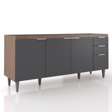 Imagem de Balcão Para Pia 180cm Sem Tampo Pérola Z34 Freijó/grafite - Mpozenato