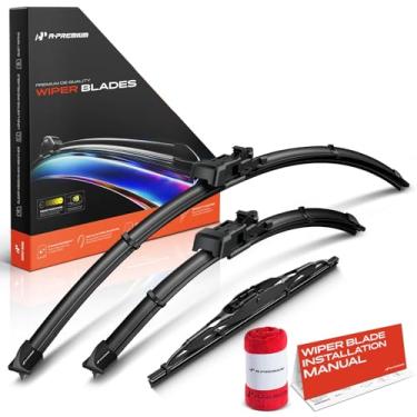 Imagem de A-Premium Lâminas de limpador de para-brisa com indicador de desgaste e toalha - Compatível com Buick Encore 2013-2022 - Conjunto de lâminas de limpadores dianteiros traseiros para 66.0 cm/35.6 cm