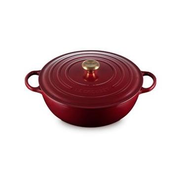 Imagem de Panela Marmita  Signature  Gourmet 28 cm Vermelho Ameixa Rhone com Pegador Dourado Le Creuset