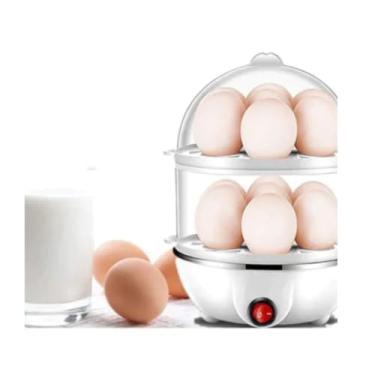Imagem de Cozedor Elétrico 14 Ovos Multifuncional 110V – Cozinha Rápido, Prepara Ovos, Legumes, Milho e Salsichas no Vapor – Antiaderente, Seguro, Compacto e Fácil de Usar