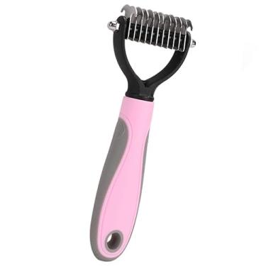 Imagem de Escova 2 em 1 para cães e gatos, escova para remoção de pelos de gatos de estimação, 11 dentes, rosa