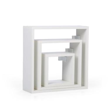 Imagem de Kit 3 Nichos Quandrados Para Decoracoes Suporte Invisivel Perfeitos Para Todos Ambientes MDF MARITIMO Maior Durabilidade e Resistencia a Umidade Acompanha Kit Montagem (BRANCO)