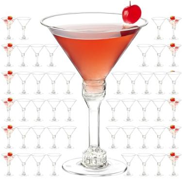 Imagem de DZJHPGZD 40 peças de copos descartáveis de martini para festas, copo alto de martini de 142 g, copos de plástico descartáveis, copos altos de plástico para festa de casamento, vinho, sorvete, frutas