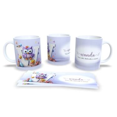 Imagem de Caneca de Cerâmica com Design de Coruja e Livros, 325ml, Decorativa para Professores, com Mensagem Motivacional em Português (W)