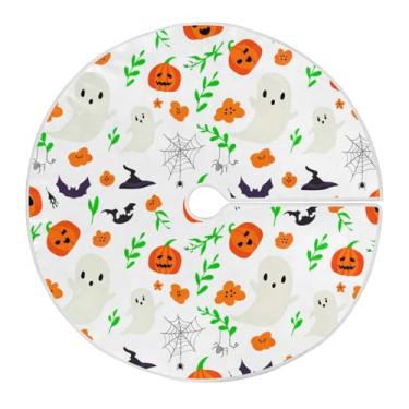 Imagem de JUZIHAI Halloween Boo Saia de árvore de abóbora tapete de árvore de Natal ornamentos de decoração de férias para ambientes internos e externos em casa, 91 cm