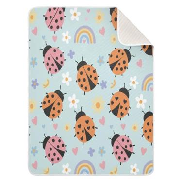 Imagem de Qilmy Cobertor de bebê com estampa de insetos, 76 x 101 cm, cobertor infantil de algodão macio para meninos e meninas, cobertor leve e quente para bebês e bebês recém-nascidos