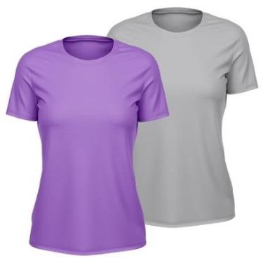 Imagem de Kit 2 Camisetas Feminina Dry Manga Curta Proteção UV Slim Básica Academia Treino ness-Feminino