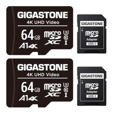 Imagem de Gigastone Pacote com 2 cartões micro SD de 64 GB, vídeo FHD, drone de câmera de ação de câmera de vigilância, micro SDXC UHS-I U1 Classe 10 de 90 MB/s