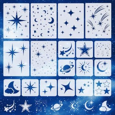 Imagem de Estêncil de parede para pintura de padrão grande, estêncil grande estrela para pintura, estêncil de tinta spray reutilizável lavável durável