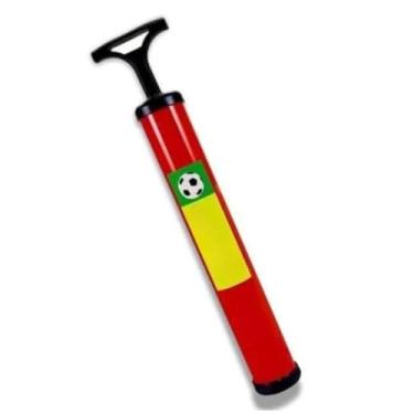 Imagem de Bomba de Ar Manual para Bola de Futebol com Bico, Cilindro 280mm, Diâmetro 35mm, Vermelho Amarelo Verde