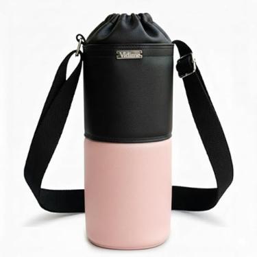 Imagem de Bolsa Térmica (PRETO COM ROSA) RAMIERE para Garrafa de 500 ML em Couro Sintético - Coleção Cores VERÃO 2026