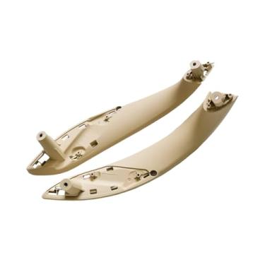 Imagem de Maçaneta das portas internas, capa de acabamento, acessórios de carro compatível com BMW Série 3 2014 2015 2016 2017 2018 F30 316d 318d 320d F31 320i 325d 51417279311(Beige-2PCS-Front)