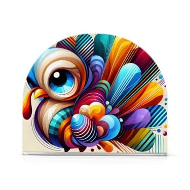 Imagem de Porta-guardanapos bege engraçado arco-íris peru, 1 pacote, porta-guardanapos para guardanapos de pano, porta-guardanapos em pé