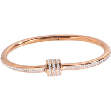 Imagem de Pulseira feminina banhada a ouro rosa 18 quilates com strass da sorte, pulseira de cristal com contas da sorte, retrô, presente de aniversário