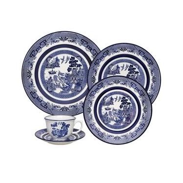 Imagem de Jogo de Jantar Chá 30 Peças Porcelana Oxford Flamingo Blue Willow: Clássico